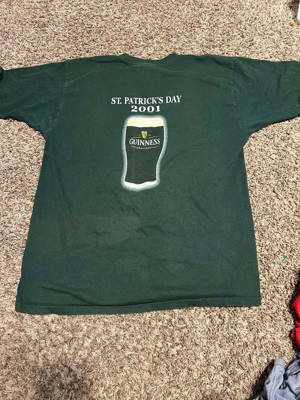 Vintage 2001 Guinness Draught St. Patrick's Day T-Shirt XL Dark Green
